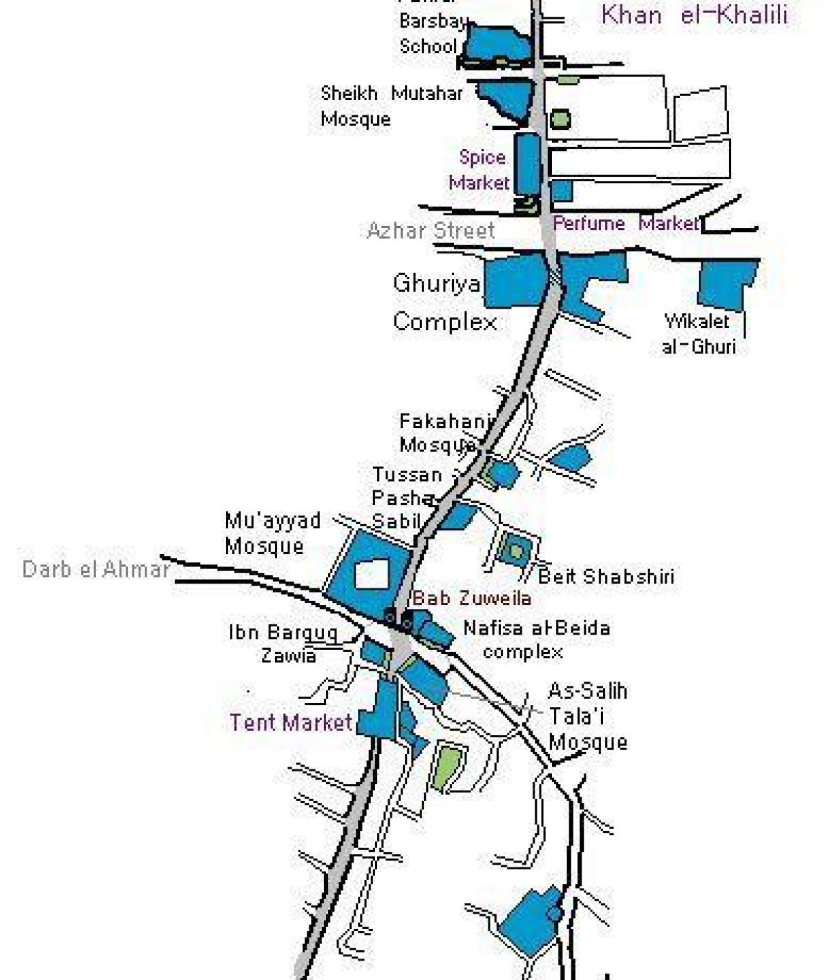 de khan el khalili bazaar kaart
