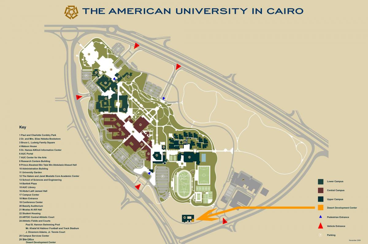 Kaart van auc new cairo campus