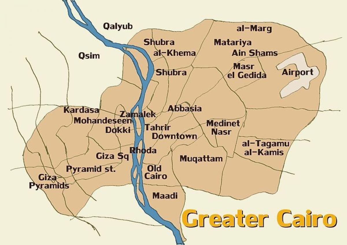 Kaart van caïro en de omliggende gebieden